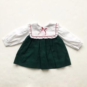 Vintage Mini togs green/dot mix bib dress 18m